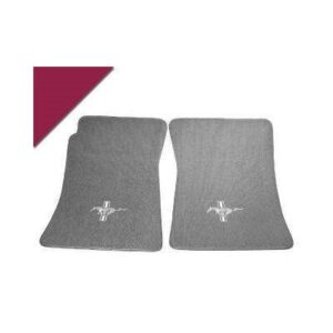 64-73 Ford Mustang Fastback/Hardtop Floor Mat Set - Maroon - Tri-Bar Running Pony